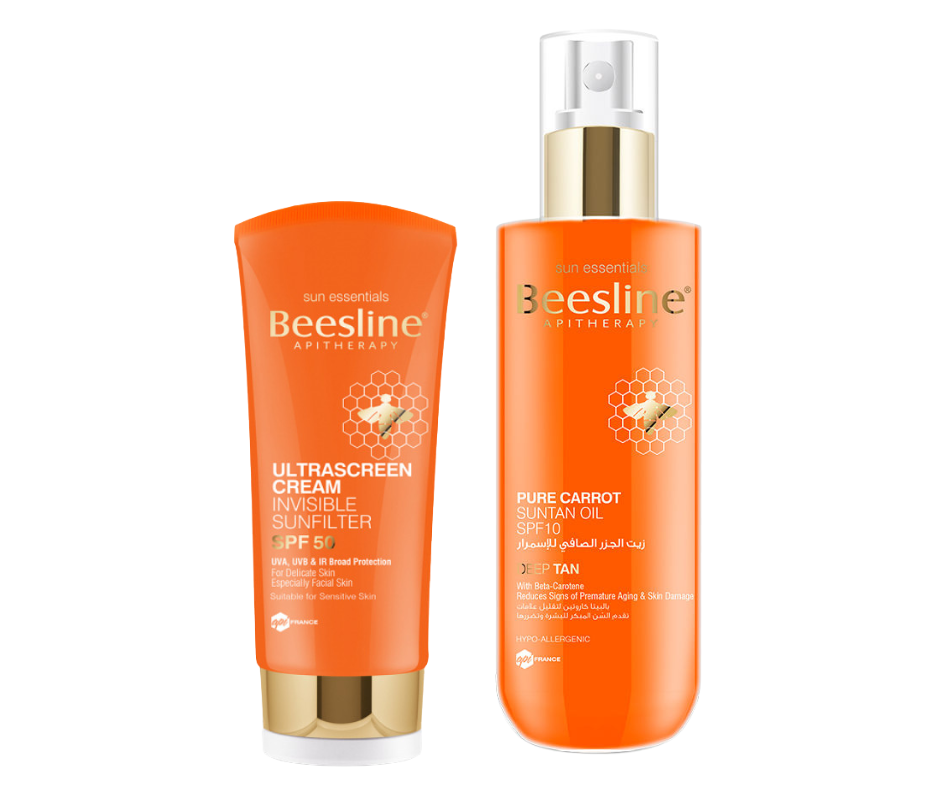 Beesline Pure carrot Suntan Oil + free Ultrascreen Cream Invisible Sunfilter 60 ml Offer
