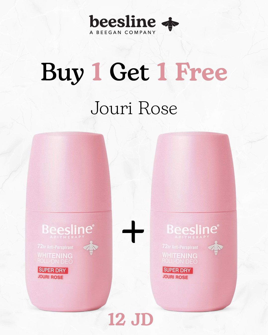 Beesline Roll-On Deodorant -Super Dry -Jouri Rose (1+1Free)