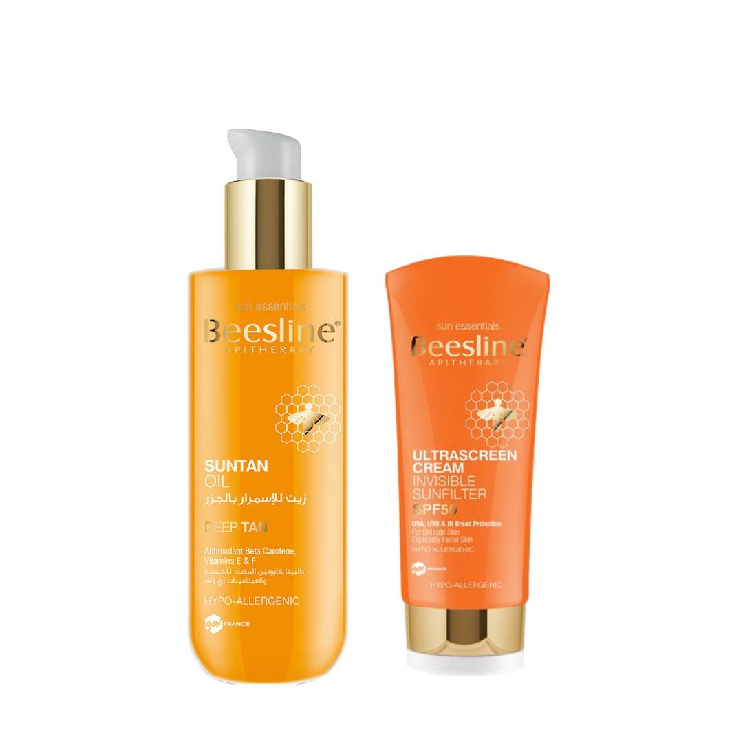 Beesline Suntan Oil + Free Ultrascreen Cream Invisible Sun filter SPF ...